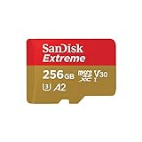 SanDisk Extreme microSDXC UHS-I Speicherkarte 256 GB + Adapter (Für Smartphones, Actionkameras und Drohnen, RescuePro Deluxe A2, C10, V30, U3, 160 MB/s Übertragung)