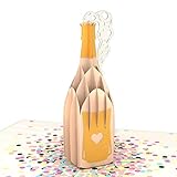 Lovepop® Champagner-Plopp 3D-Pop-Up-Karte – zum Geburtstag, Hochzeit, Verlobungen, JGA, Silvester oder Neujahrsgrüße, handgemachte 3D-Grußkarte mit Einsteckfach und Umschlag