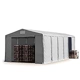 TOOLPORT Lagerzelt Industriezelt 8x12 m Zelthalle mit 4m Seitenhöhe PVC Plane 850 N grau wasserdicht Ganzjahreszelt mit Reiß