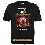Front-End - Back-End - Herren T-Shirt für Geeks mit Spruch Motiv aus Bio-Baumwolle Kurzarm Rundhals Ausschnitt, Größe XXXXL