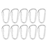 HEITIGN 10 Stück Karabinerhaken, Robust, D-Ring, Caribeaners, Aluminium, D-förmiger Karabinerhaken, Karabiner für Klettern, Camping