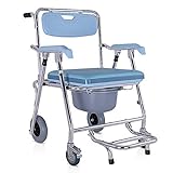Z-SEAT Toilettensitz Rollstuhltyp faltbar 4 höhenverstellbar mit Armlehne Rückenlehne und Pedal Toilettenschüssel Stuhl