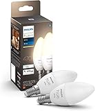 Philips Hue White E14 Lampe Doppelpack 2x470lm, dimmbar, warmweißes Licht, steuerbar via App, kompatibel mit Amazon Alexa (Echo, Echo Dot)
