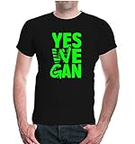 T-Shirt Yes Vegan-XL-Black-Neongreen