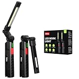Eslas LED Arbeitsleuchte, Werkstattlampe Akku, 3 Seitig 7 Lichtmod 360° Drehbar, Starker Magnetfuß und Haken, für Werkstatt Auto Reparatur Camping, Geschenke für Männer (2 Stücks)