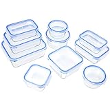 Amazon Basics - Glasbehälter für Lebensmittel, mit Deckel, 20 -teiliges Set(10 Behälter + 10 Deckel), BPA-freie
