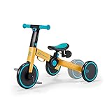 Kinderkraft Dreirad 3in1 4TRIKE, Leicht Rutscher, Laufrad, Zusammenklappbar, ergonomische Sattel, ab 12 Monat bis 5 Jahre, Gelb