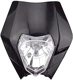 GOOFIT schwarz 12V 35W Scheinwerfer Frontscheinwerfer Lichtmaske mit Front Verkleidung Ersatz für Motorrad Dirtbike Pocketbike Motocross Supermoto Supermoto Schwarz dit Pocketbike