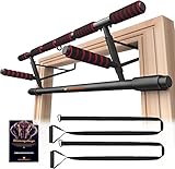 cuefarbord Klimmzugstange Türrahmen,6 in1ohne Bohren und klappbare,Belastbar bis 200KG - mit Power Ropes+Trainingshandbuch,Multifunktions Türreck für Crossfit & Krafttraining zuhause (101 cm, red)