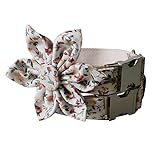 Basic Collars Hundehalsband mit Fliege, abnehmbares, verstellbares Hundehalsband und Leine, Set für Haustiere, Geschenk, Hundehalsband (Farbe: Blumenhalsband, Größe: M)