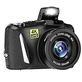 4K Digitalkamera 48 MP Full-HD Vlogging-Kamera Makrofotografie 16-facher digitaler Zoom 3,0-Zoll-Bildschirm Fotokamera Mit 32GB SD-Karte 2 Batterien für Kinder/Erwachsene/Anfänger/Geschenke