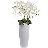 First Polska Künstliche Orchideen im weißen Hochtopf weiß Gesteck Kunstpflanze H: 110cm