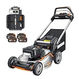 WORX WG761E Nitro Profi Akku Rasenmäher 80V (4x20V) - Kraftvoller Bürstenloser Motor - Radantrieb - 51cm Schnittbreite, 7 Schnitthöhen - Einhand-Schnitthöhenverstellung - mit 4x4Ah Akkus & Powerbank