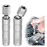 Zocipro Zündkerzenschlüssel 14mm und 16mm, 2 Stück Universal Magnetisch Zündkerzen Schlüssel Steckdose Demontagewerkzeug, Zündkerzenstecker für die Autorep