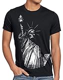 style3 Liberty Graffiti Herren T-Shirt usa Freiheitsstatue New York Punk Rock Tattoo, Größe:XL