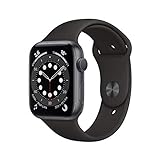 Apple Watch Series 6 (GPS, 44 mm) Aluminiumgehäuse Space Grau, Sportarmband Schwarz