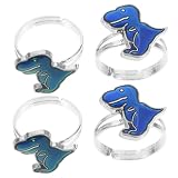 SAFIGLE 4 Stück Ring therminal schellenkranz -Schmuck weinachtsgeschenke geburtstagsgeschenke Band Aufkleber Stimmungsschmuck Jungs Dinosaurier-Schmuck Legierung B