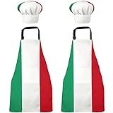 Syhood Chef Hats and Aprons 2 Sets Men Women Adults Cooking Chef Apron Hat Kitchen Catering for Valentine's Day Holidays (Red-White-Green Pattern)