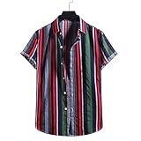 Hawaii Hemd Herren Sommer Trend Mode Loose-Fit Farbe Gestreift Herren Shirt Modern Urban Strickjacke Herren Kurzarm Täglich Casual All-Match T-Shirt YC11 L