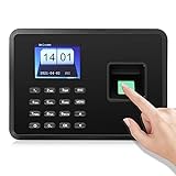 Stechuhren für Mitarbeiter Kleinunternehmen, 2,4-Zoll-TFT-Farbbildschirme Biometrische Fingerabdruck-Zeiterfassungs-Terminal-Uhrenmaschine, Office-Stempeluhr-Software Kostenloser(EU-schwarz)