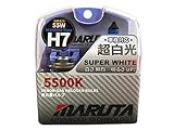 MARUTA SUPER WHITE H7 12V 55W, 5500K Xenon-Effekt Halogenlampe für Scheinwerfer, Abblendlicht - langlebige Xenon-Gas Birne mit hochwertigem Quarzglas & Straßenzulassung (ECE Prüfzeichen)