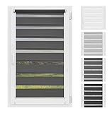 Atrium - Doppelrollo | ohne Bohren | Duo Rollo für Fenster | Sonnenschutz | Fensterrollo Tag und Nacht | 45x150cm | Graphit
