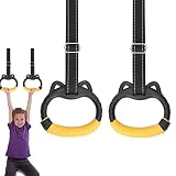 JIANWEI Gymnastikring-Set für Kinder, professionelle Trapezstange für Kinder, Klimmzug-Ringe mit Riemen, Kinderspielplatz, Heimübung, Turnringe mit Kordelzugbeutel für Kinderübungen (schwarz)
