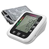 JUMPER Oberarm Blutdruckmessgerät mit 2 Benutzern, 2 Stromversorgungsmodul, 198 Messwertspeicher, Genaues Digitales Blutdruckmessgerät mit Großem Display, Einstellbare Manschette (Weiß)