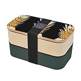 Gold Pineapple Premium Bento Lunchbox 2 Fächer Auslaufsicher Lunchbox mit Besteck für Erwachsene Mikrowellen- & Spülmaschinenfest
