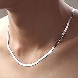 925 Silber Halskette 4 mm Schlangenkette Männer & Frauen Paar Sterling Silber Schmuck Klingenkette Praktisches Design und langlebig