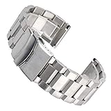 RVTYR Uhrenriemen, Edelstahl-Uhr-Uhr-Bands-Silber 18/20/22 / 24mm Klappverschluss Ersetzungs-Austausch Metall-Uhr-Riemen Armband Uhrenarmbänder (Color : Silver, Size : 18mm)