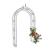 Relaxdays Rosenbogen mit Spitze HBT 242 x 138 x 35,5 cm Torbogen aus massivem Metall als Rankhilfe für Kletterrosen und Clematis Rosenspalier mit Pike und 4 Erdnägeln als stabiles Rankgitter, schw