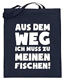 shirt-o-magic Zierfische: Muss zu Fischen! - Jutebeutel (mit langen Henkeln) -38cm-42cm-Deep Blue