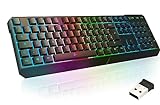 KLIM Chroma Wireless Gaming Tastatur Kabellos QWERTZ DEUTSCH - NEU 2024 - Langlebig, Ergonomisch, Wasserdicht, Leise - RGB Kabellose Tastatur Gaming für PC PS4 PS5 Mac - Schwarz