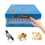 Brutautomat Vollautomatisch Inkubator Brutkasten Hühner, Inkubator Hühner Brutmaschine mit Eierdrehfunktion und LED Temperaturanzeige für Zucht von Hühnern, Enten, Gans, Tauben, 80W