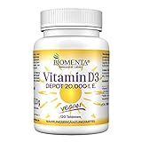 BIOMENTA Vitamin D3 hochdosiert – vegan - 20000 I. E. je Vitamin D Tablette – Depot 1 Tab. Vitamin D /20 Tage - 120 Vitamin D3 Tabletten aus Cholecalciferol