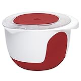 Emsa 508018 Rührtopf mit Deckel, 2 Liter, Abriebfeste Skala, Weiß/Rot, Mix & Bake