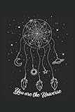Traumfänger Dreamcatcher Spruch You are Universe Notizbuch: Mein kariertes Notizbuch | A5 Creative Journals | 130 Seiten zum Rechnen, Schreiben, Zeichnen und Journaln