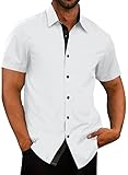 Meilicloth Herren Hemd Kurzarm Bügelfrei Sommer Businesshemd Freizeithemd Kurz Herrenhemden Kurzarm Sommerhemd Kurzarmhemd Casual Shirt Herren Regular Fit Weiß L