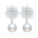 Drawihi Damen Ohrringe Anhänger Ohrringe Geschenk Valentinstag Perlen Kunststoffharz 1Pcs (Weiß)