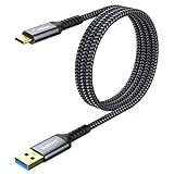 SUNGUY USB Typ C auf USB 3.1 Gen 2 Kabel, 1M 10 Gbps Daten und 3A Schnellladekabel Kompatibel mit Samsung Galaxy S22 S20, SDD, Android Auto -Grau