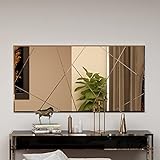 moebel17 Eilish Spiegel ohne Rahmen, Wandspiegel mit Mustern im Glas, geeignet als Kosmetikspiegel, rechteckig mit Montage-Set, Bronze, 90° drehbar, modernes Design, 120 x 60 x 2,2 cm, 9123