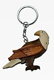 Unbekannt Schlüsselanhänger Weißkopfseeadler aus Holz und Metall, Greifvogel Adler Vogel