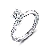 YL Damen Ring Sterling Silber mit 1,42 Karat Zirkonia Verlobungsring Ehering für Braut(Größe56)