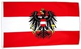 Flaggenking Österreich Flagge/Fahne mit Wappen, weiß, 150 x 90 x 1 cm, 16958