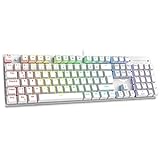 havit Mechanische Gaming Tastatur, QWERTZ Tastatur (Deutsches Layout) mit Roten Schaltern, Mechanische Tastatur für PC Gamer und Arbeits, White Weiß