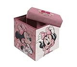Superdiver Faltbare Aufbewahrungsbox mit Deckel, Offizielle Lizenz - Kinderhocker mit Aufbewahrungsfach - Spielzeug-Organisator für Jungen und Mädchen - Größe 31x31x31 cm (Minnie Maus)