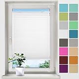 bobodeco Plissee ohne Bohren Plissees Klemmfix - Weiß 75 x 120 cm (BxH) - Easyfix plisseerollo Jalousie Faltrollo Blickdicht - Sichtschutz - Sonnenschutz Fertifplissee - Rollos für Fenster und Tü