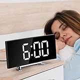 Digitaler Wecker, Alarmwecker, 5' LED-Display Tischuhr, USB Reisewecker, USB & Batteriebetrieben Uhr, Dimmbar Digitalwecker für Schlafzimmer Büro Wohnzimmer (Weiß)