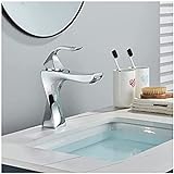 HSTC Single Handle Basin Faucet Sink Chrome/Orb Bathroom Faucet Deck Mounted Hot And Cold Water Mixer Sink Taps (Color : ORB A),Chrome A